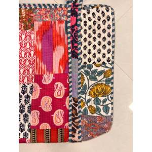 Sac fourre-tout matelassé indien patchwork reconstitué pour femme, grande taille, broderie en coton léger pour usage quotidien en extérieur - Product Image 4