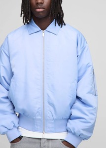 Veste bomber en satin de sport grande taille OEM, tendance de la mode, imperméable, col rabattu, épaisse, chaude, teinte unie - Product Image 3