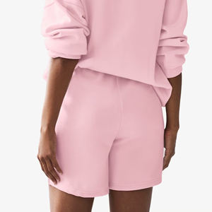 Nouveau top tendance article 100% coton dames court personnalisé sérigraphié logo solide rose couleur hip hop femmes shorts - Product Image 4