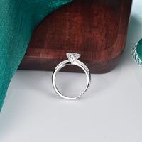 Bague en Moissanite 1 carat, design halo pavé, bande ouverte réglable, argent S925 plaqué rhodium, pour tous les jours