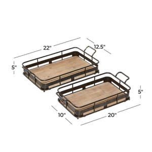 Metal and Wood <b>Food</b> Serving <b>Trays</b> Set of 2 Table Decoration Home Kitchenware Fast <b>Food</b> Serving <b>Trays</b> Stylish Durable Design - Product Image 6