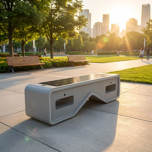 <span class=keywords><strong>Banc</strong></span> solaire intelligent anti-chaleur avec Bluetooth et chargeur sans fil |   <span class=keywords><strong>Banc</strong></span> de parc extérieur en acier inoxydable imperméable - Product Image 2