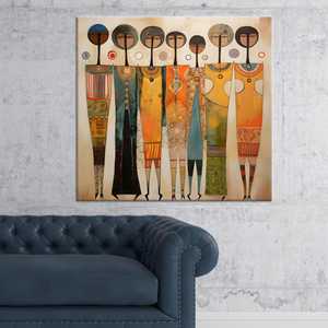 Toile imprimée : Art mural abstrait de femmes africaines - Sœur d'âme ethnique, TOILE ENVELOPPEE - Product Image 1