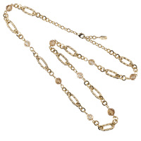Collier long pour femme, fabriqué en Italie, 86 cm, avec cristaux, plaqué or 18 carats