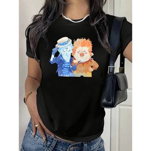 Camiseta de ocio para mujer para Primavera/Verano Top estampado estándar de un color hecho en China - Product Image 1