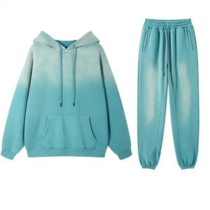 Venta al por mayor OEM ácido lavado hombres 100% algodón chándal de talla grande DTG impreso Sudadera con capucha pantalones transpirable peso pesado Casual chándal - Product Image 1