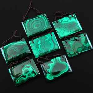 Natural <b>Malachite</b> Rectangle Pendant - Product Image 2