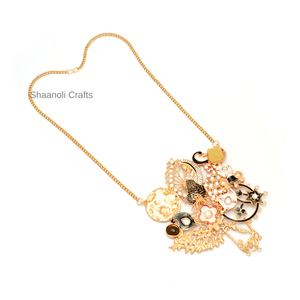 Collar de fusión hecho a mano de diseñador de alta calidad, joyería con esmalte chapado en oro, collar con patrón de pájaro estampado para boda - Product Image 4