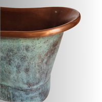 Bañera de Cobre Independiente de Diseño Artesanal de Lujo con Acabado Patinado Personalizado Hecho a Medida para Arquitectos y Hoteles Boutique de Lujo
