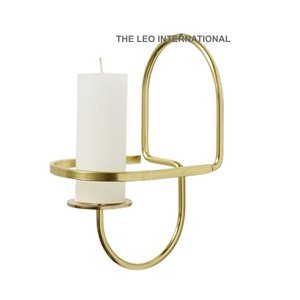 Forme de Feuille Design Plaqué Or Style Fantaisie Luxe Aluminium Métal Béton Unique Bougie Pot Mur Scones - Product Image 5