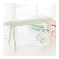 Logo imprimé personnalisable à colorier fermeture éclair étanche transparent en plastique pvc rangement trousse à crayons cosmétique sac pochette pour l'école