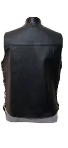 เสื้อกั๊กหนังควายหนังสีดำสำหรับขี่มอเตอร์ไซค์แผ่นปะขนาดใหญ่ออกแบบได้ตามต้องการคุณภาพสูง - Product Image 2