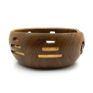 Yarn <b>Storage</b> Bowl with Carved Window Natural Wood <b>Knitting</b> Crochet 7X 3 Inch Antique and Modern - Product Image 5