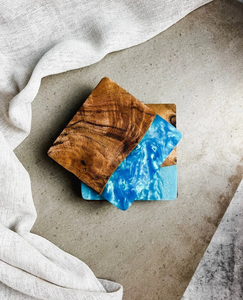 ที่รองแก้วไม้เป็นมิตรกับสิ่งแวดล้อมทำจากเรซินงานฝีมือสไตล์นางฟ้าที่ทันสมัยทำด้วยมือสำหรับธุรกิจและของขวัญ - Product Image 1