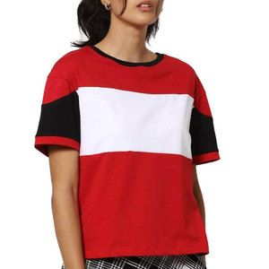 T-shirt en coton oversize pour femme, coupe décontractée, col rond, t-shirt uni, fournisseur en gros - Product Image 1