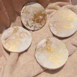 Luxury resin coasters handmade with metallic finish elegant epoxy drink mats for home office and festive <b>gifting</b> - Product Image 2