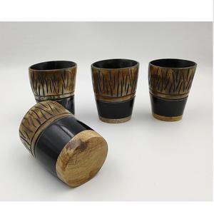 Taza de cerveza de cristal corto Natural hecha a mano, taza de té de estilo Animal pulido con diseño de cuerno para cocina, Bar, mesa, decoración hecha en India - Product Image 3