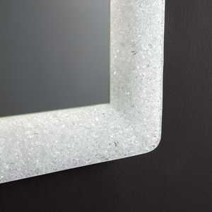 Fused Glass 90x62 LED <b>Framed</b> <b>Mirror</b> with <b>White</b> Frame and Grits - Product Image 5