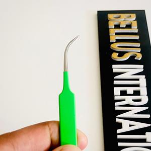 Pince à épiler d'extension de cils de marque privée d'usine Logo personnalisé Outils de cils d'isolation incurvés verts Pince à épiler individuelle en gros - Product Image 3
