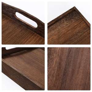 Excelente Bandeja de Servir de Madera Ecológica, Diseño Clásico con Asa Redonda, Grabado, para Bodas, Cocina, Comedor, Té, Aperitivos, Uso Doméstico - Product Image 3