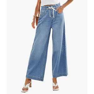 Nuevo estilo europeo, Pantalones vaqueros de moda para mujer, pantalones vaqueros largos rectos de pierna ancha informales con bolsillos delanteros, pantalones vaqueros de mujer hechos a medida - Product Image 4