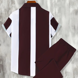 ชุดลำลองสองชิ้นน้ำหนักเบาสำหรับผู้ชายชุดสองชิ้นสำหรับฤดูร้อนชุดสองชิ้นแบบระบายอากาศได้ดีและมีสไตล์ - Product Image 2