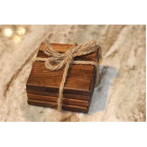 Sous-verre en bois forme carrée meilleur support en bois design pour la maison et la vaisselle de restaurant par l'artisanat en croissant - Product Image 5