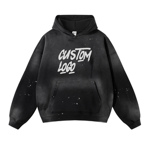 Personnalisable Sweat À Capuche Surdimensionné Lavage À L'acide Conception Patch Applique Broderie En Détresse Polaire D'hiver À Capuche Manteau Votre Texte Crownfy - Product Image 1