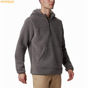 Pakistan fait hommes Sherpa sweats à capuche demi-fermeture éclair manches longues à capuche décontracté hiver Street Wear sweats pour hommes - Product Image 4