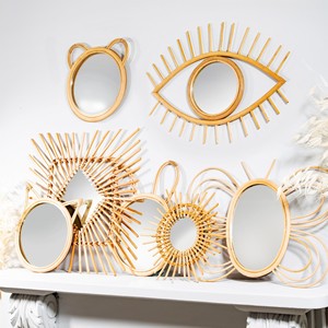 SISU lindo diseño espejo de ratán Natural arte Vintage decorativo espejo colgante de pared decoración del hogar de VIETNAM - Product Image 1