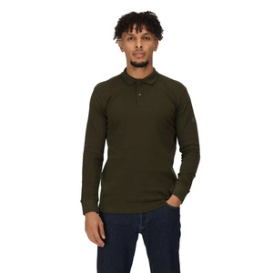 Top vente hommes café marron couleur manches longues coton Polo à vendre hommes t-shirts personnalisés à bas prix - Product Image 1