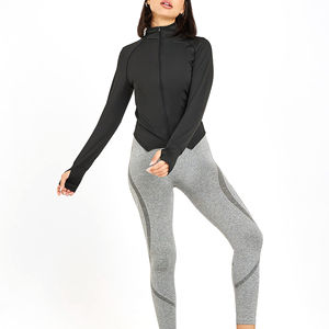 Chaqueta Deportiva de Manga Larga para Mujer, Diseño Lulu, con Cierre Frontal, Transpirable, de Secado Rápido, en Spandex/Nylon de Alta Calidad, Venta al Por Mayor - Product Image 1