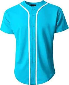 Diseño sólido OEM personalizado cuello redondo botón camisas béisbol Softball Jersey transpirable antiarrugas secado rápido 100% poliéster personalizado - Product Image 2