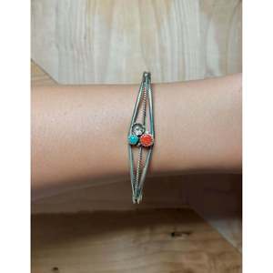 Multi-Stone Navajo Made Sterling Silver Cuff Bracelet Cultural Collectible Jewelry - Product Image 5