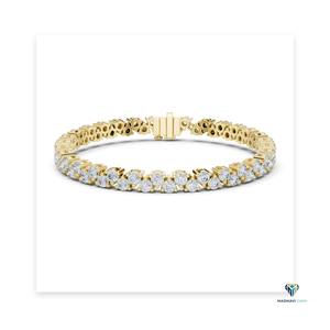 6.20CT Yellow <b>Gold</b> Round Lab Grown Diamond Tennis Bracelet in 18K <b>Solid</b> 7 Inch Classic Collet Set Linear Link Bracelet for Women - Product Image 1