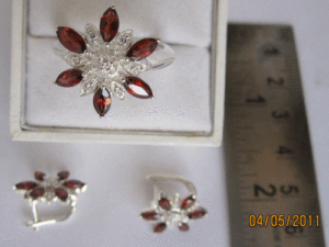 Ensemble pour femme en argent sterling 925 Shah Gems, garnet naturel, topaze blanche, quartz cristal taille marquise, plaqué or, pour occasions de fête - Product Image 1