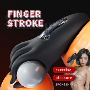 Entrenador de Glande Copa de Masturbación Masajeador de Pene Masculino Vibrador para Prolongar la Erección y Resistencia con Estimulación de Pezones y Agarre Automático tipo Dedo - Product Image 1