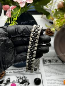 Iced Out Black Moissanite Diamond Bracelet SilVer Hip Hop Bling Statement Bracelet For <b>Men</b> Every Day Wear - Product Image 1