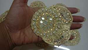 2025ผ้าส่าหรีกำมะหยี่สีดำร่างใหม่สำหรับตกแต่งงานฝีมืองานปักด้วยด้ายสีทองแผ่นปะติดนกยูง zari - Product Image 2