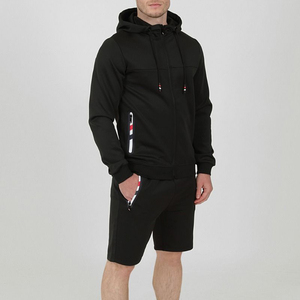 Chándal informal para hombre, jersey de manga corta con cuello redondo, conjunto de pantalones, ropa de calle, traje de algodón de dos piezas - Product Image 1