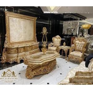 Soporte de unidad de Tv tallada de estilo clásico con almacenamiento, soporte de TV antiguo de estilo francés para el hogar, soporte de TV de madera de teca clásico para el hogar - Product Image 1