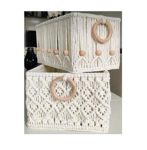 Cesta de almacenamiento de macramé duradera con estilo bohemio para organización de temporada en armarios, pasillos o dormitorios - Product Image 3