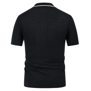 Tricoté solide 2025 polos pour hommes contraste chaîne coton polos pour hommes Slim Fit respirant polos pour hommes - Product Image 6