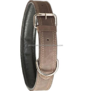 Personalizado de alta calidad fabricantes de moda de lujo de doble costura suave acolchado collar de perro de cuero al por mayor collar de Mascota - Product Image 5