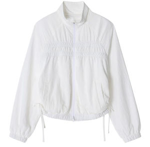 Chaqueta cortavientos de Color sólido para mujer, gabardina tejida transpirable de secado rápido con cremallera 2025 - Product Image 5