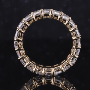 IGI Lab Certified 18K Solid Rose Gold Hip Hop Style Iced Emerald Cut Diamond Engagement Wedding & Party <b>Ring</b> <b>for</b> <b>Men</b> Women - Product Image 2