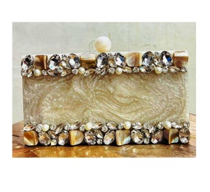 Meilleur type personnalisé de résine artisanale indienne Acheter embrayage de boîte en résine embelli noir - Product Image 4