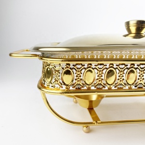 Chauffe-aliments portable de luxe, ovales, hôtel, réchaud pour Buffet, en or plats nattes, 1 0l - Product Image 5