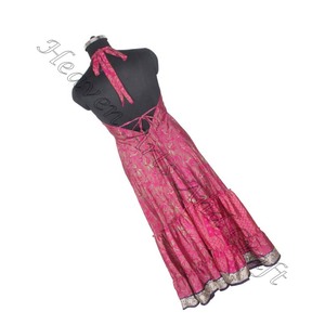 SD024 Saree / Sari / Shari indien et pakistanais vêtements de l'Inde hippy boho vente chaude indien à la main vintage sari robe en soie - Product Image 2