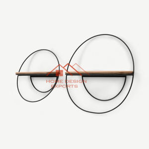 Étagères murales circulaires en fer AMde main étagères murales en bois massif rétro étagère de rangement multifonctionnelle pour la maison créative - Product Image 2